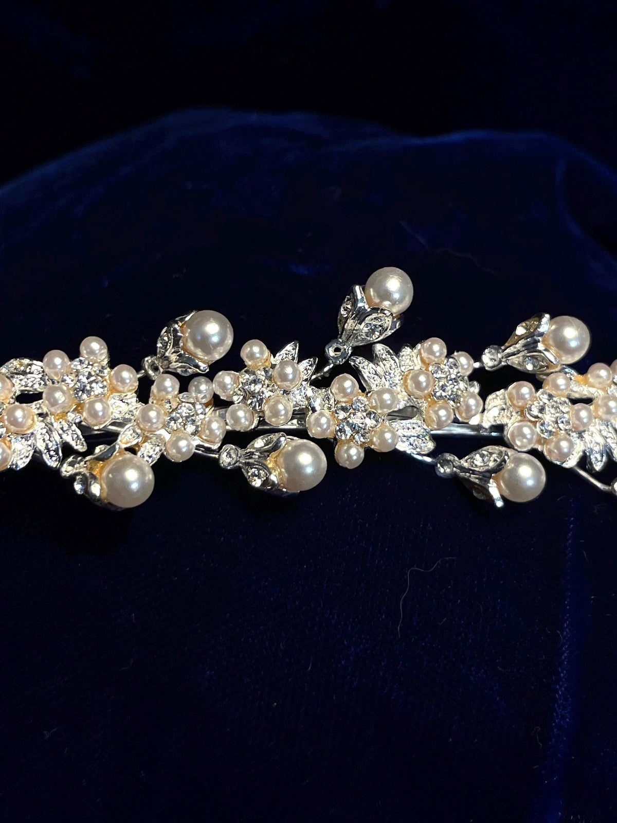 Exquisite Rhinestone Pearl Floral Headband, Bridal Tiara, Wedding Prom Accessory
