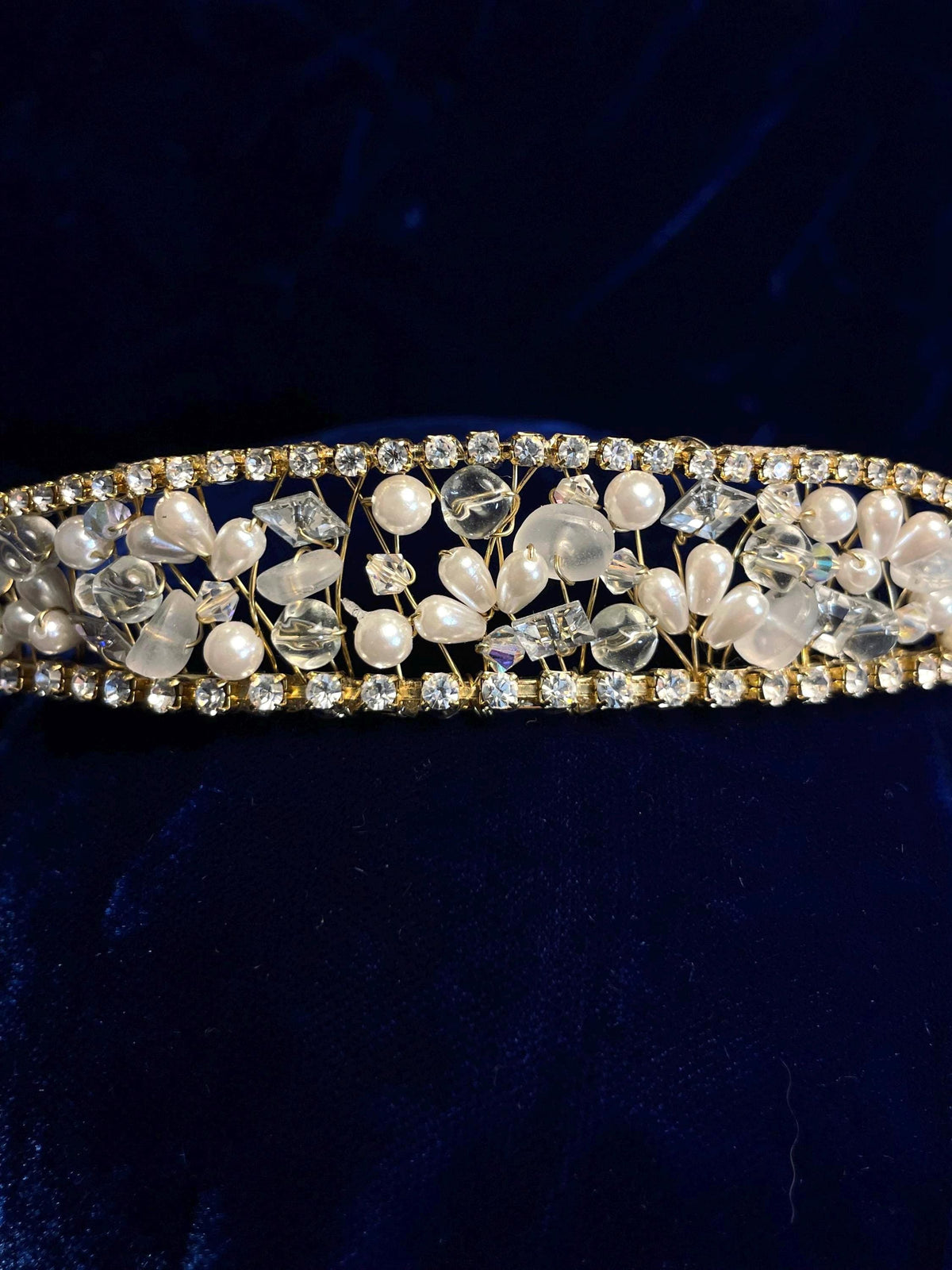 Subtle natural elegant crystal, pearl, and seaglass bridal tiara
