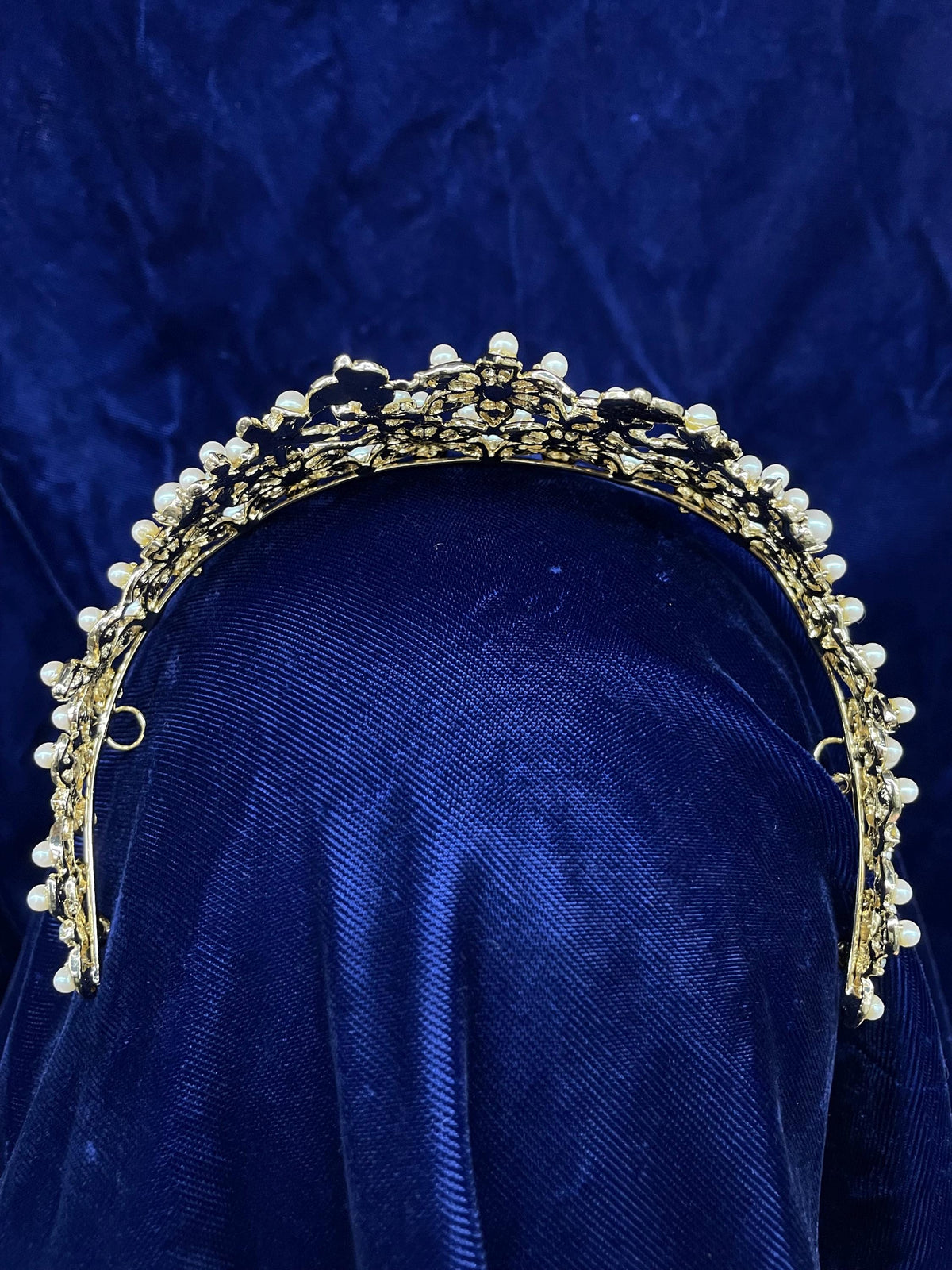 Rhinestone Pearl Flower Tiara, Bridal Quinceañera Formal Occasion Headpiece
