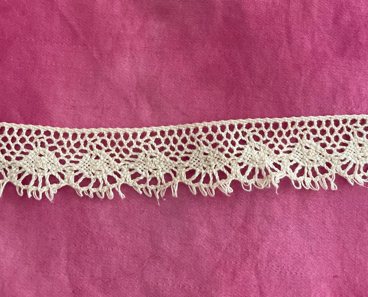 Ivory 1" Cotton Scalloped Cluny Edging Lace