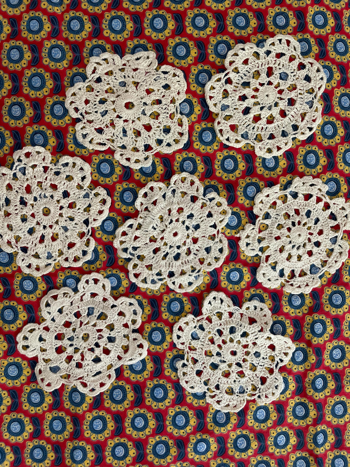 12 hand crocheted motifs for embellishment, craft applique, crafting, junk journaling, slow stitching