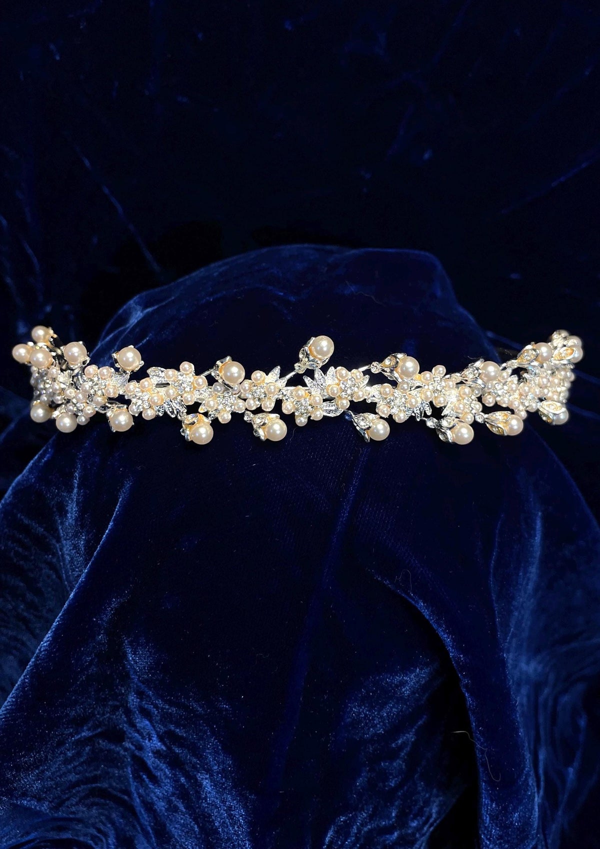 Exquisite Rhinestone Pearl Floral Headband,  Bridal Tiara, Wedding Prom Accessory